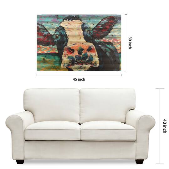 Empire Art Direct Arte de Legno 30" x 45" Curious Cow Wall Art